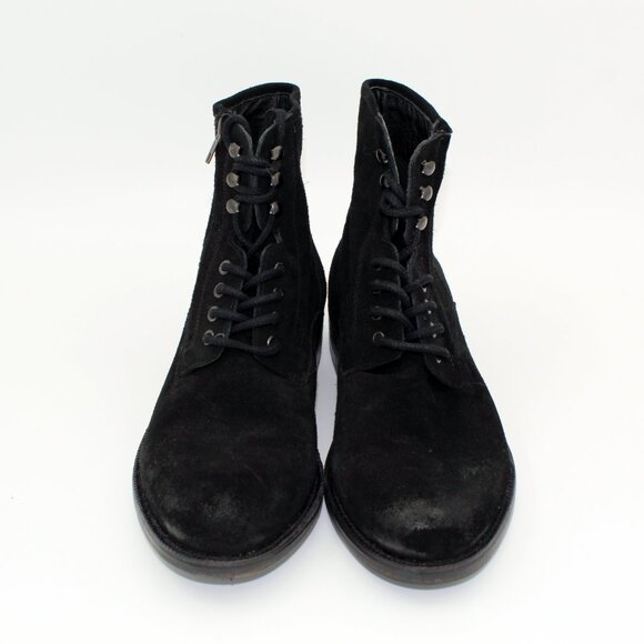 Men\'s Black Suede Leather Lace-Up Boots, Size 12